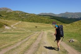 Cesta k planinarskému domu Krivi Do, v pozadí pohoří Bjelasica.
